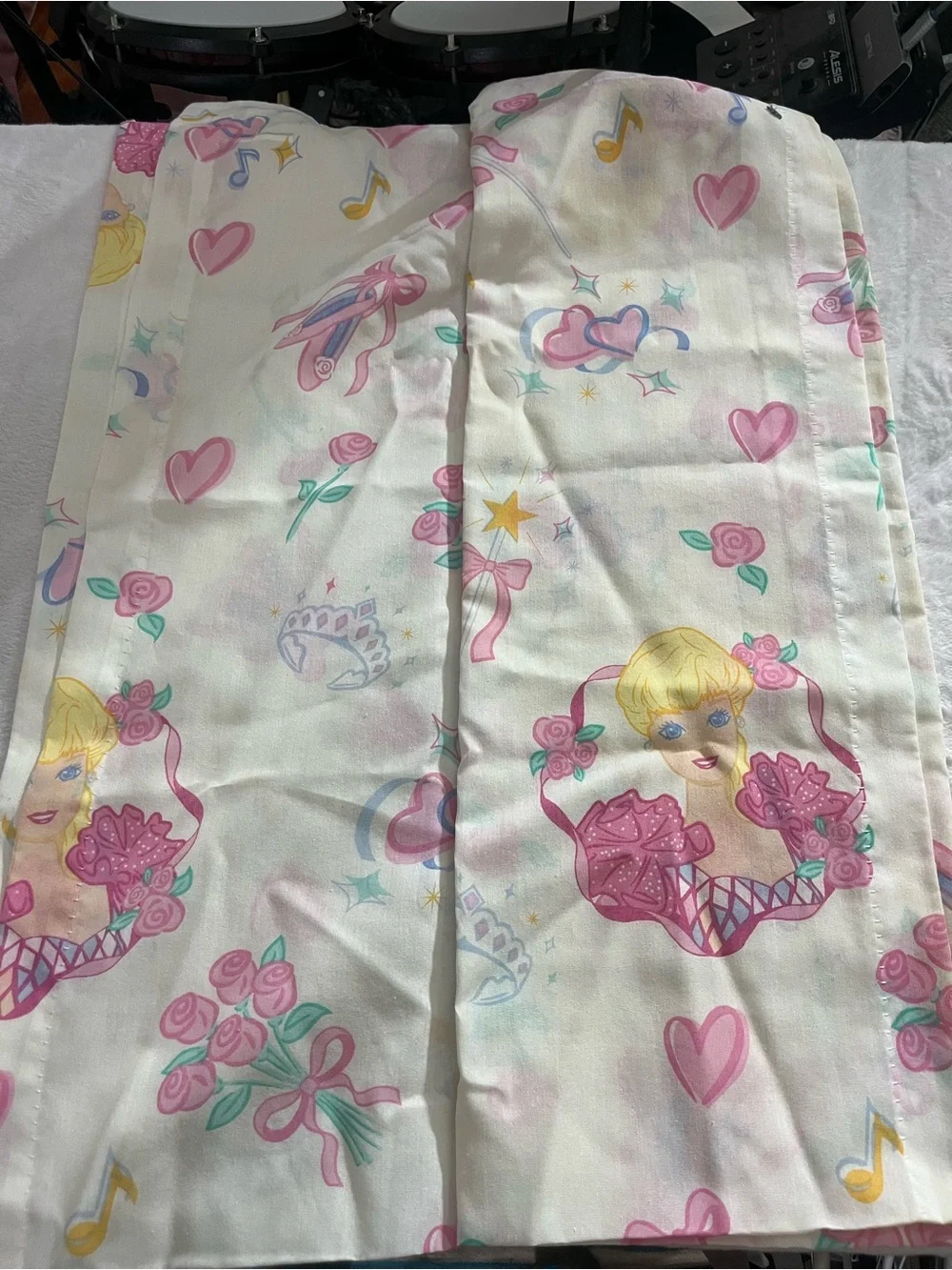 1995 Barbie Cinderella Flat Sheet Made in USA Vintage Doll Print Cotton Blend